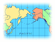日本とアラスカの地図